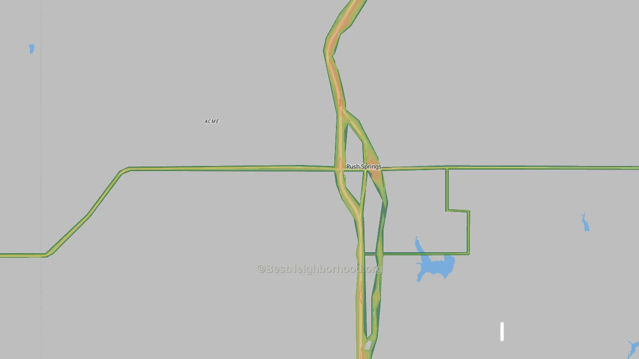 Rush Springs, OK Map of Noise Levels in Rush Springs