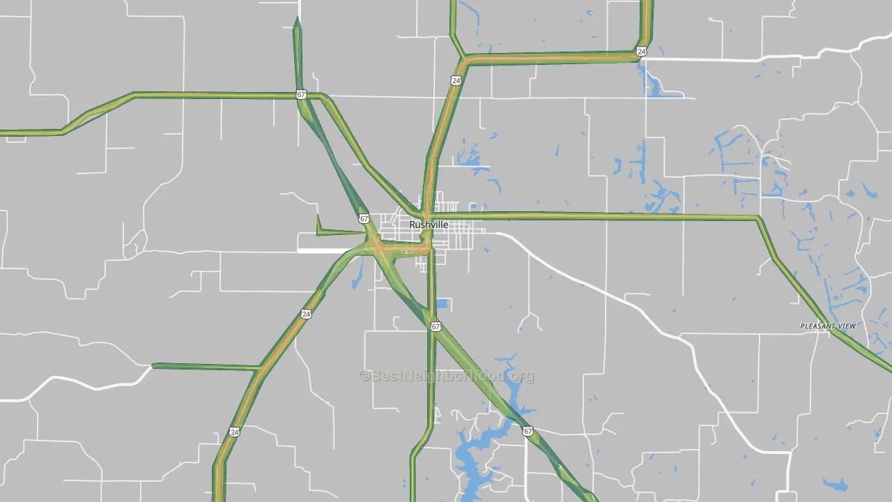 Rushville, IL Map of Noise Levels in Rushville