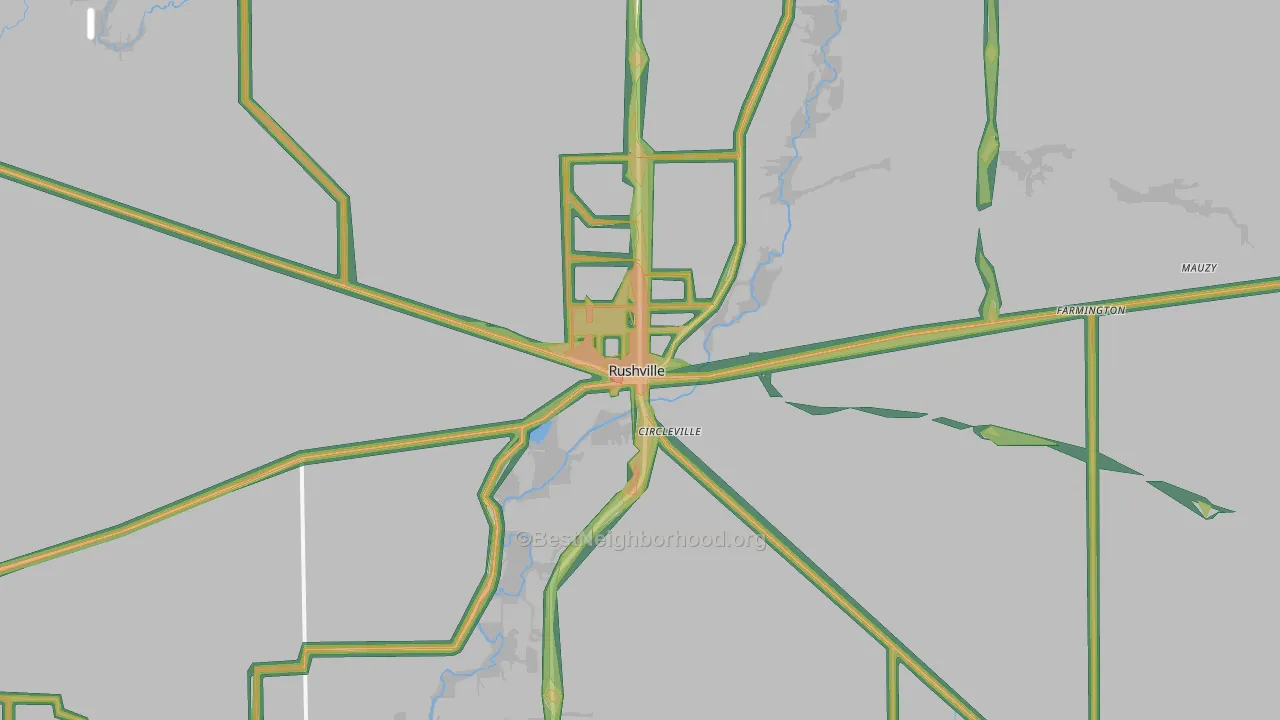 Rushville, IN Map of Noise Levels in Rushville