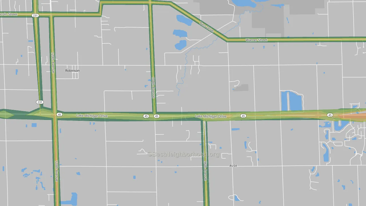 Rusk, MI Map of Noise Levels in Rusk