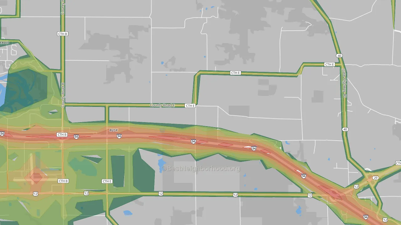 Rusk, WI Map of Noise Levels in Rusk