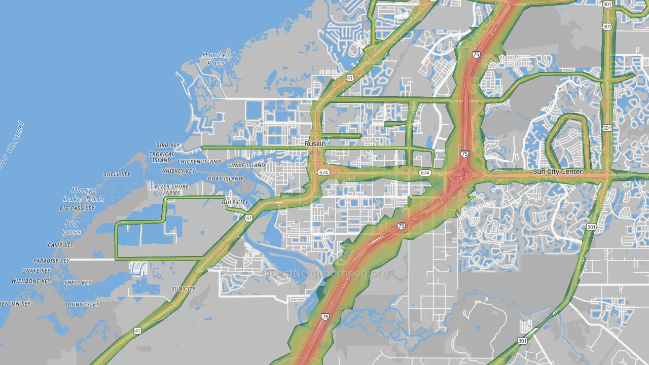 Ruskin, FL Map of Noise Levels in Ruskin