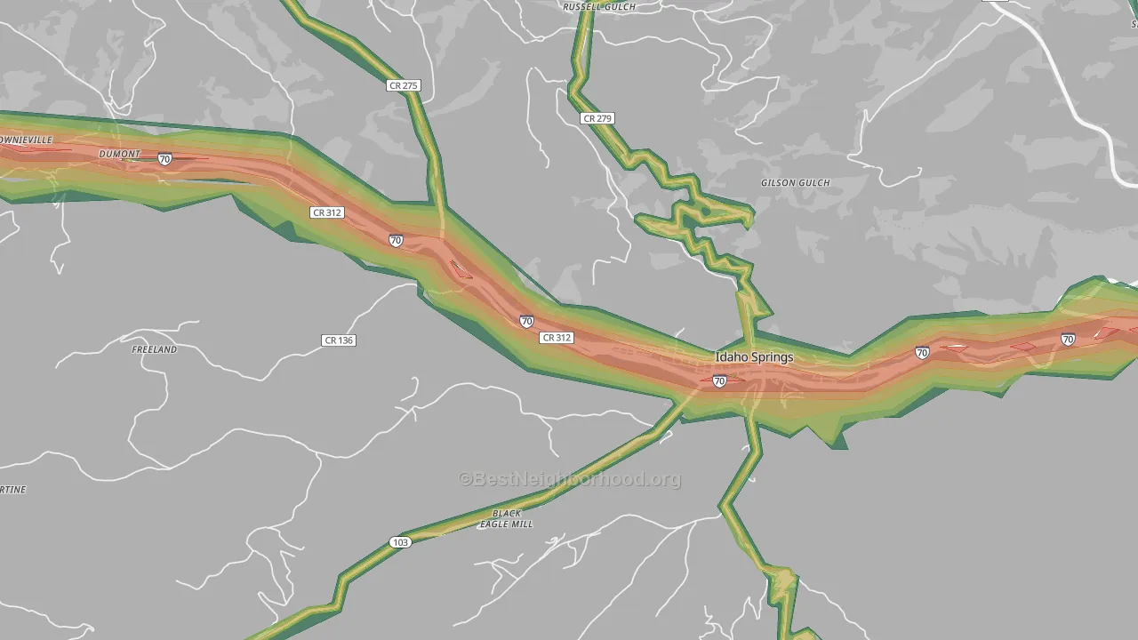 Russell Gulch, CO Map of Noise Levels in Russell Gulch