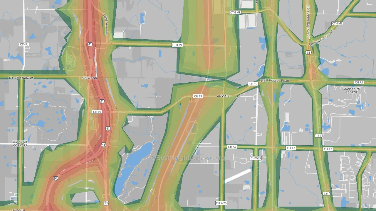 Russell, IL Map of Noise Levels in Russell