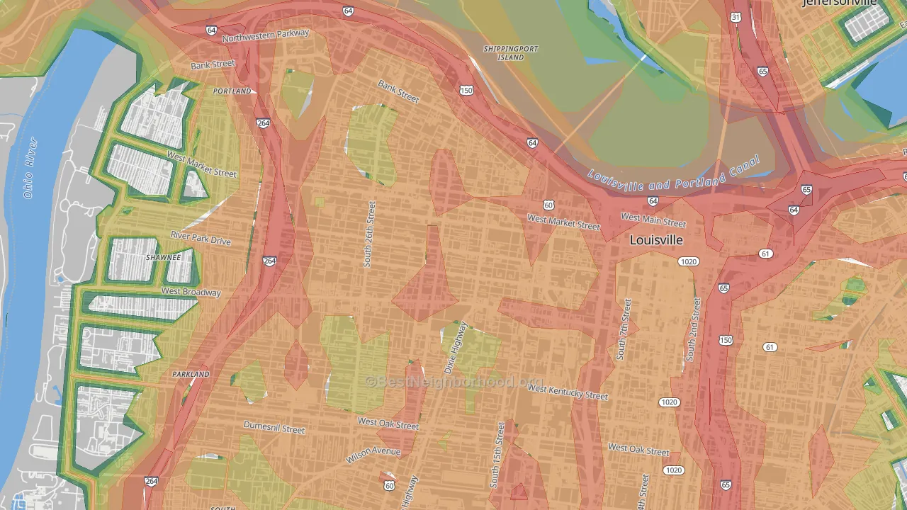 Russell, Louisville, KY Map of Noise Levels in Russell