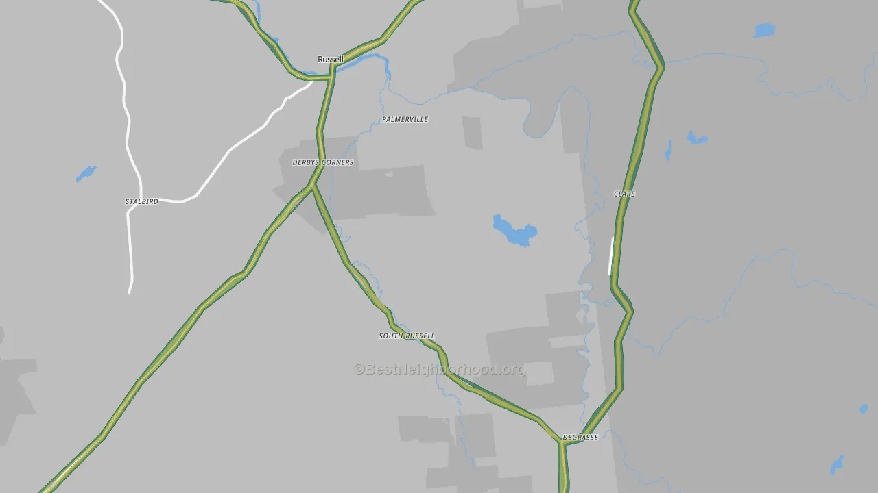 Russell, NY Map of Noise Levels in Russell