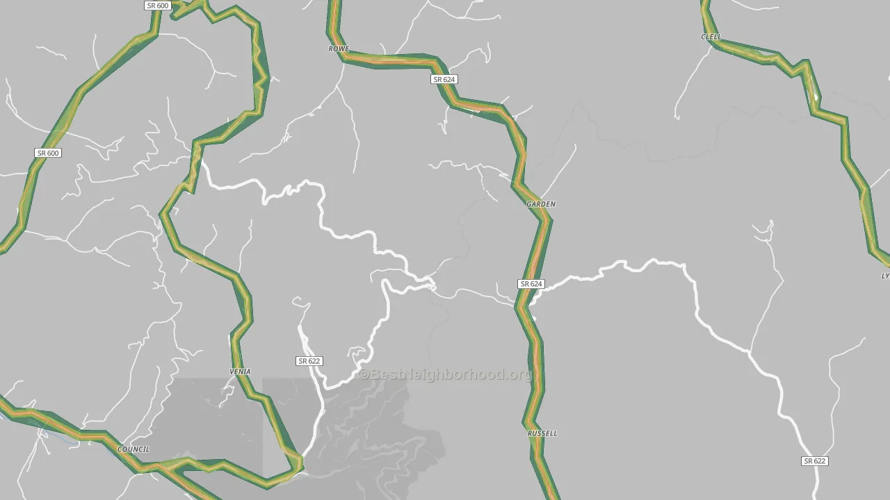 Russell, VA Map of Noise Levels in Russell
