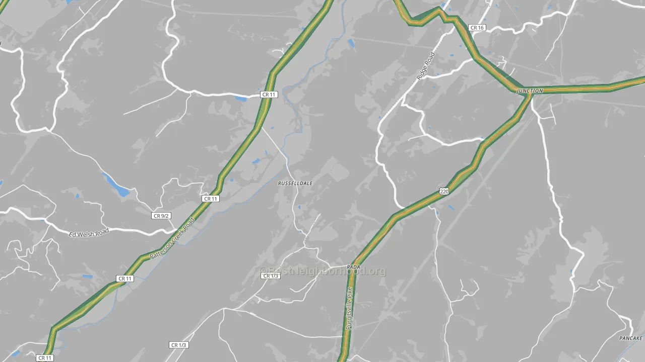 Russelldale, WV Map of Noise Levels in Russelldale