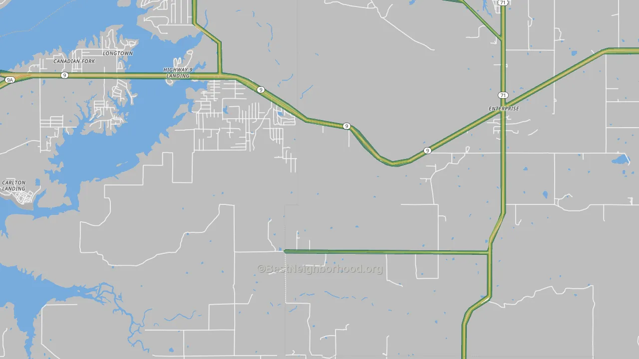 Russellville, OK Map of Noise Levels in Russellville