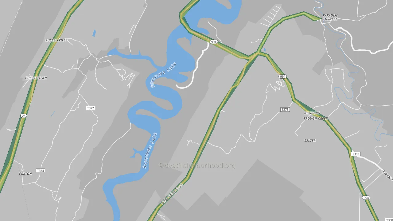 Russellville, PA Map of Noise Levels in Russellville
