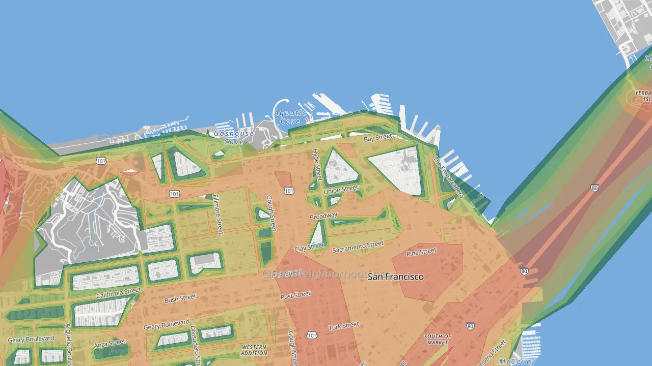 Russian Hill, San Francisco, CA Map of Noise Levels in Russian Hill