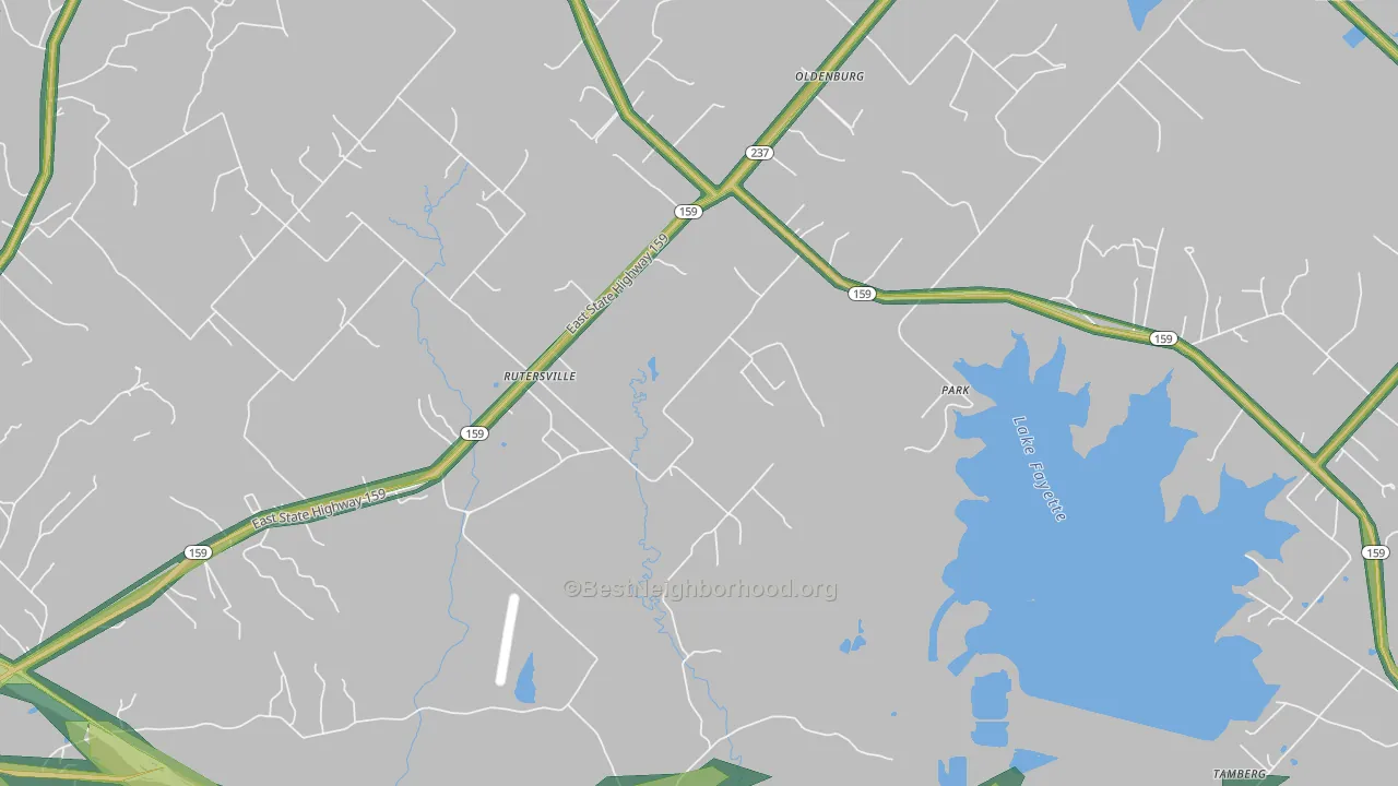 Rutersville, TX Map of Noise Levels in Rutersville