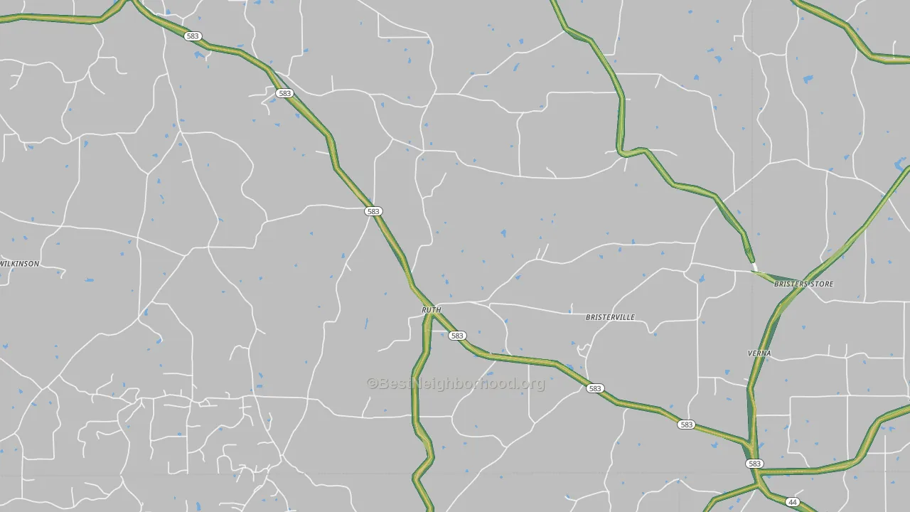 Ruth, MS Map of Noise Levels in Ruth