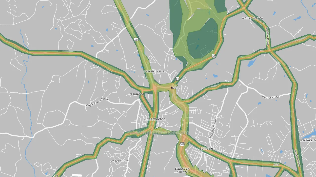 Ruth, NC Map of Noise Levels in Ruth