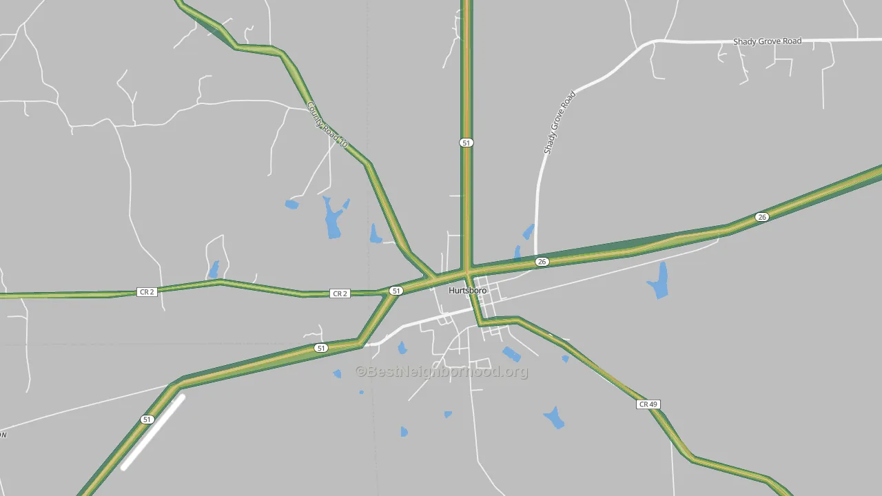 Rutherford, AL Map of Noise Levels in Rutherford