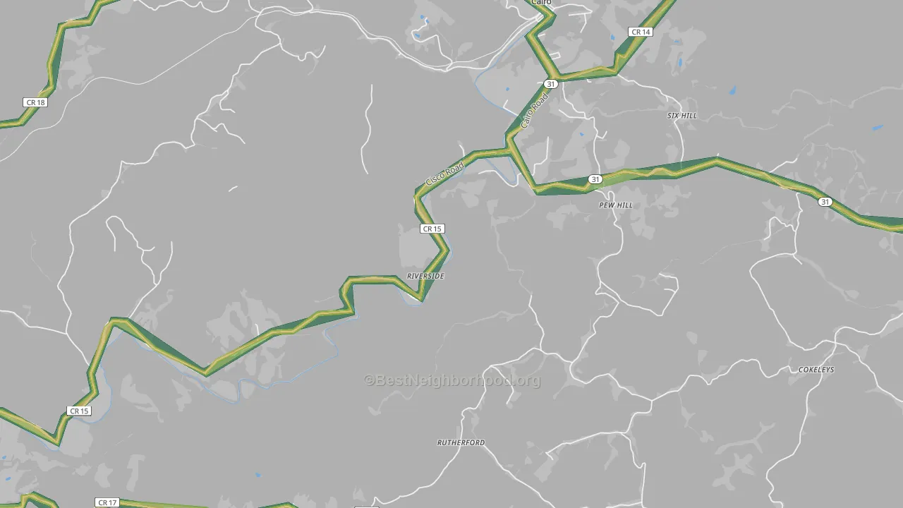 Rutherford, WV Map of Noise Levels in Rutherford
