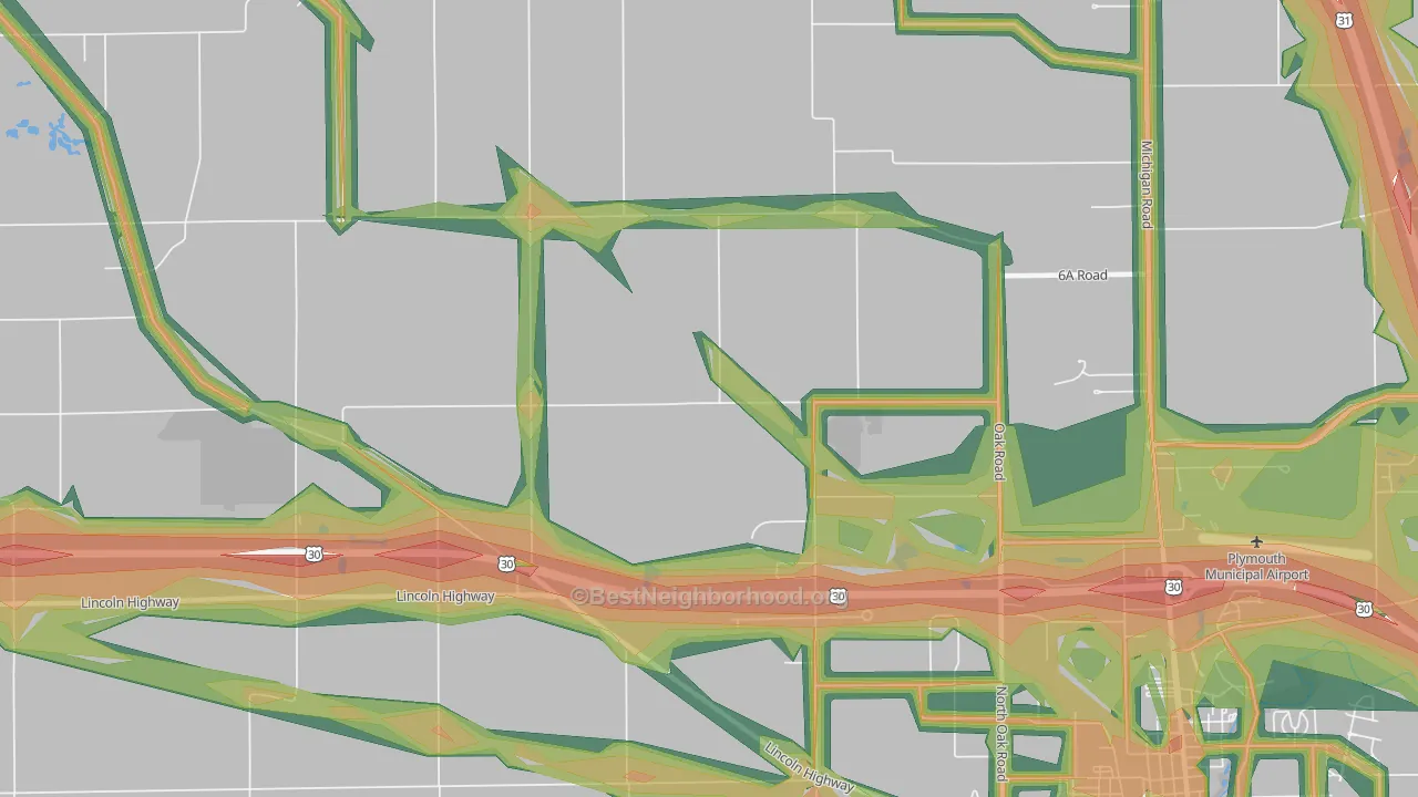 Rutland, IN Map of Noise Levels in Rutland
