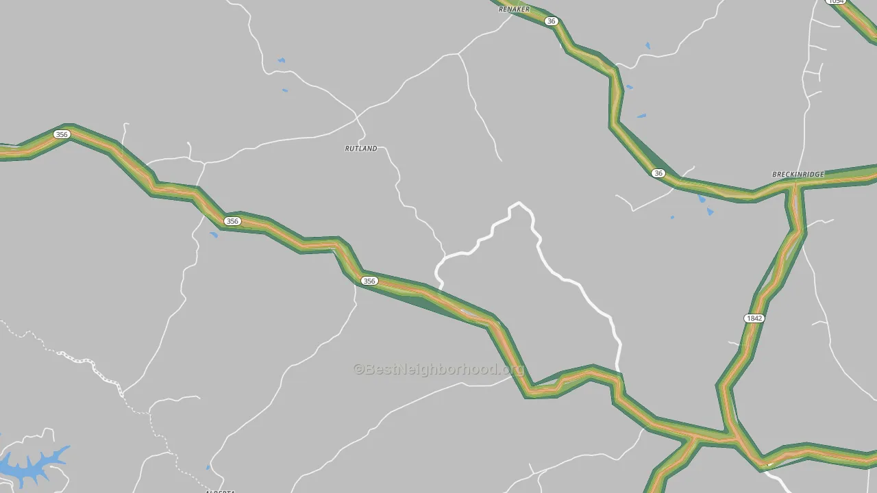 Rutland, KY Map of Noise Levels in Rutland