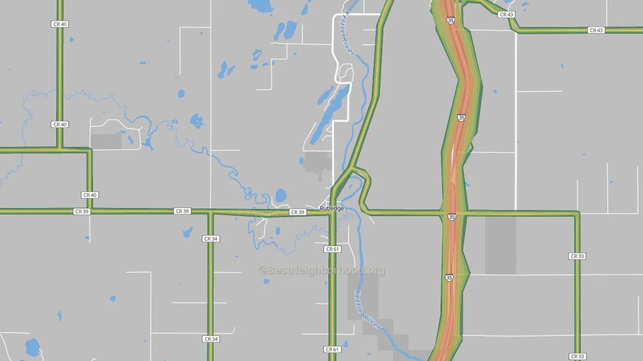 Rutledge, MN Map of Noise Levels in Rutledge