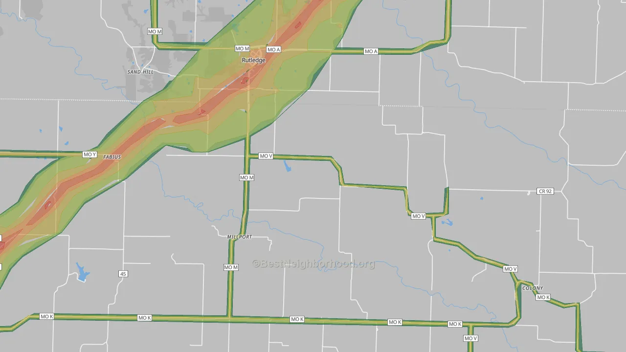 Rutledge, MO Map of Noise Levels in Rutledge