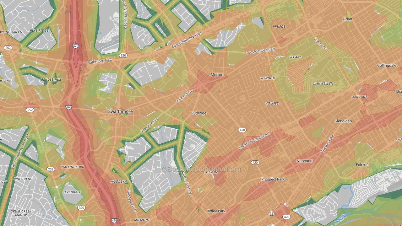 Rutledge, PA Map of Noise Levels in Rutledge