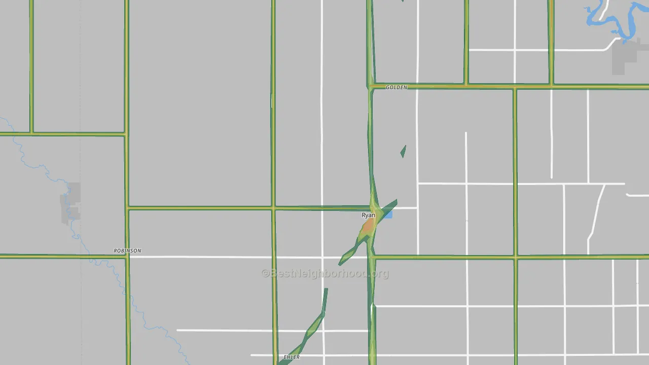 Ryan, IA Map of Noise Levels in Ryan