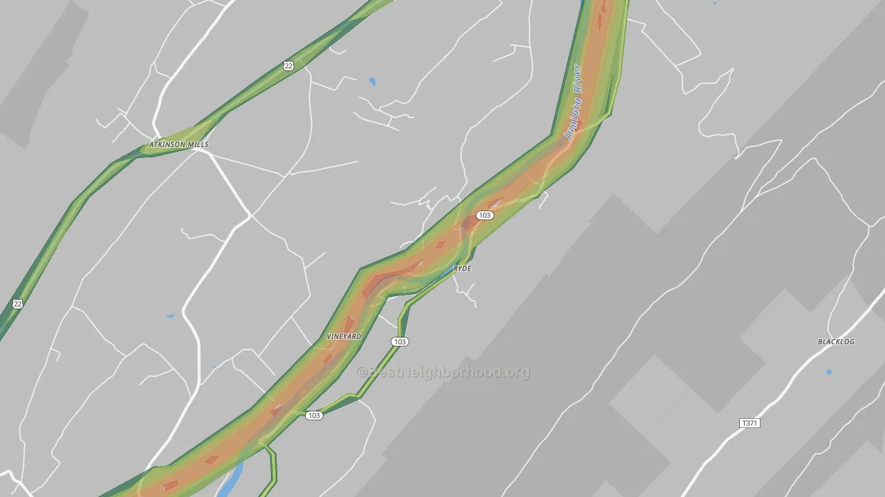 Ryde, PA Map of Noise Levels in Ryde