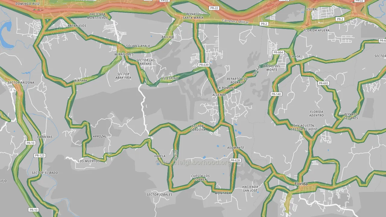 Sabana Hoyos, PR Map of Noise Levels in Sabana Hoyos