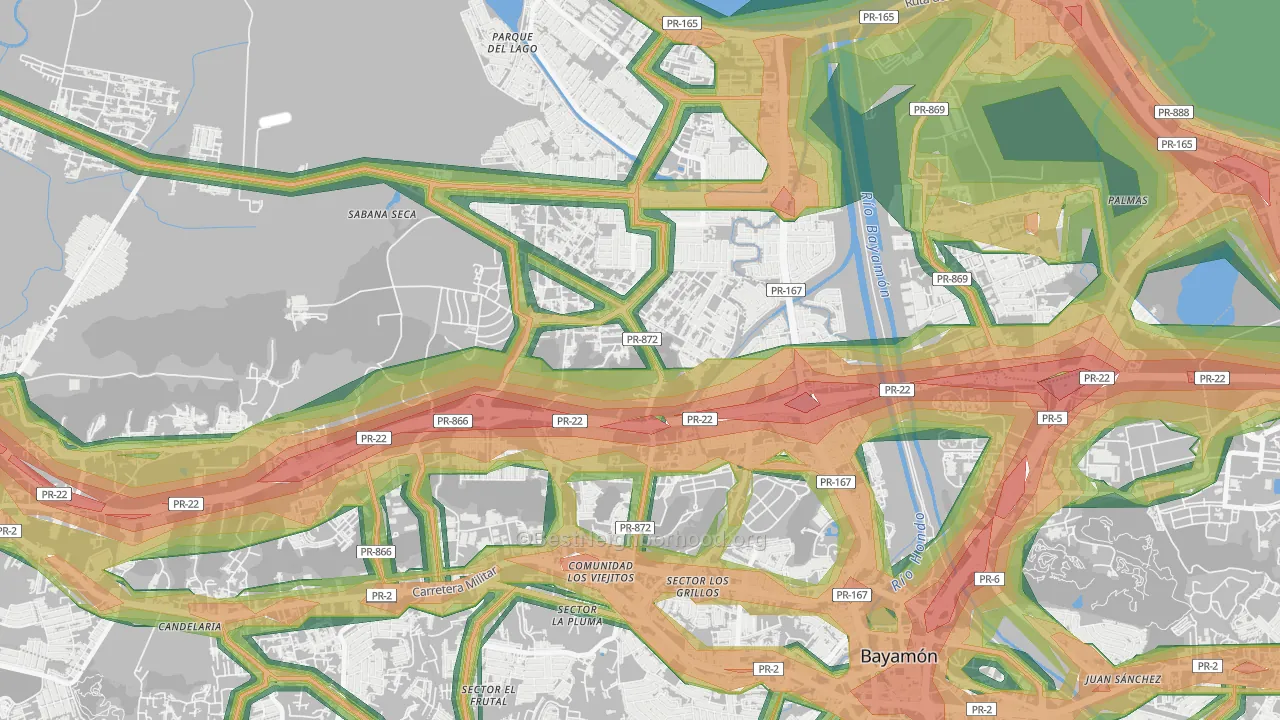 Sabana Seca, PR Map of Noise Levels in Sabana Seca