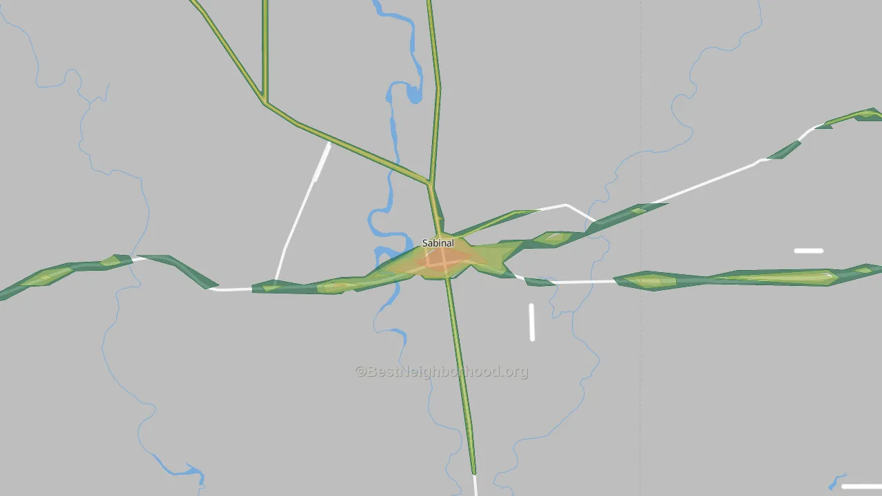 Sabinal, TX Map of Noise Levels in Sabinal