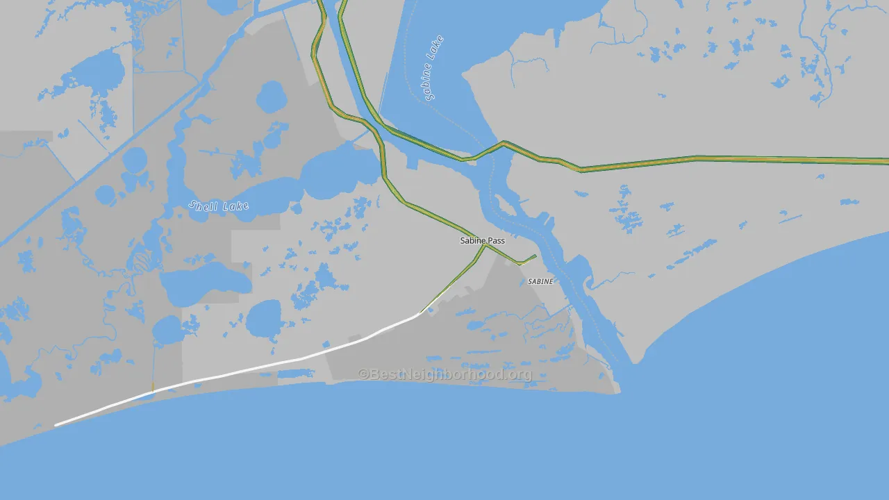 Sabine Pass, TX Map of Noise Levels in Sabine Pass
