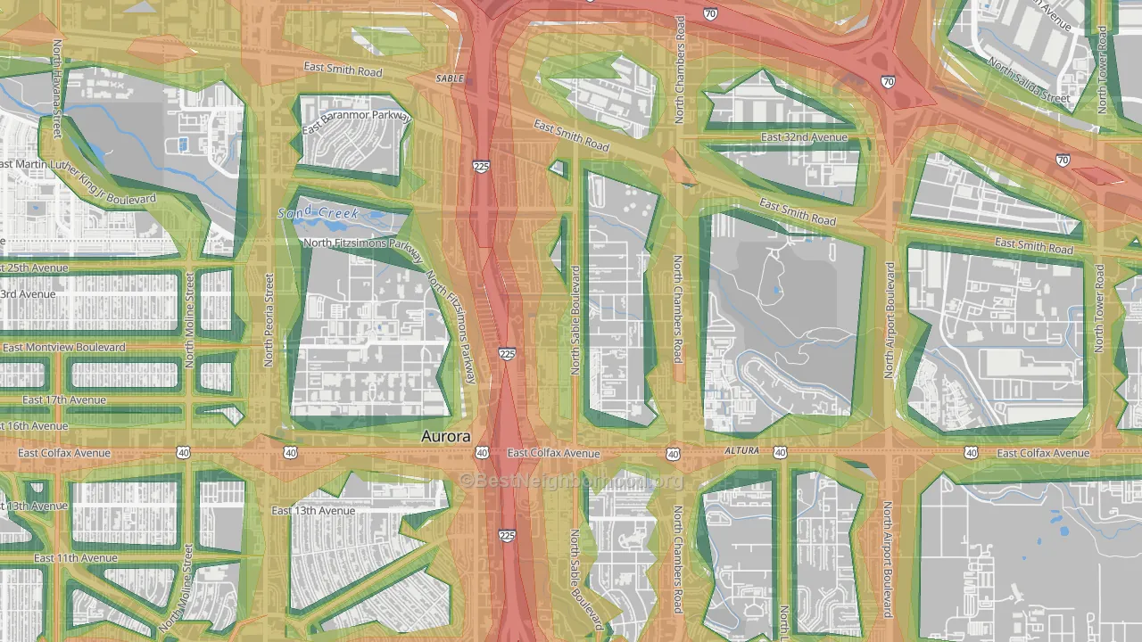 Sable Altura Chambers, Aurora, CO Map of Noise Levels in Sable Altura Chambers