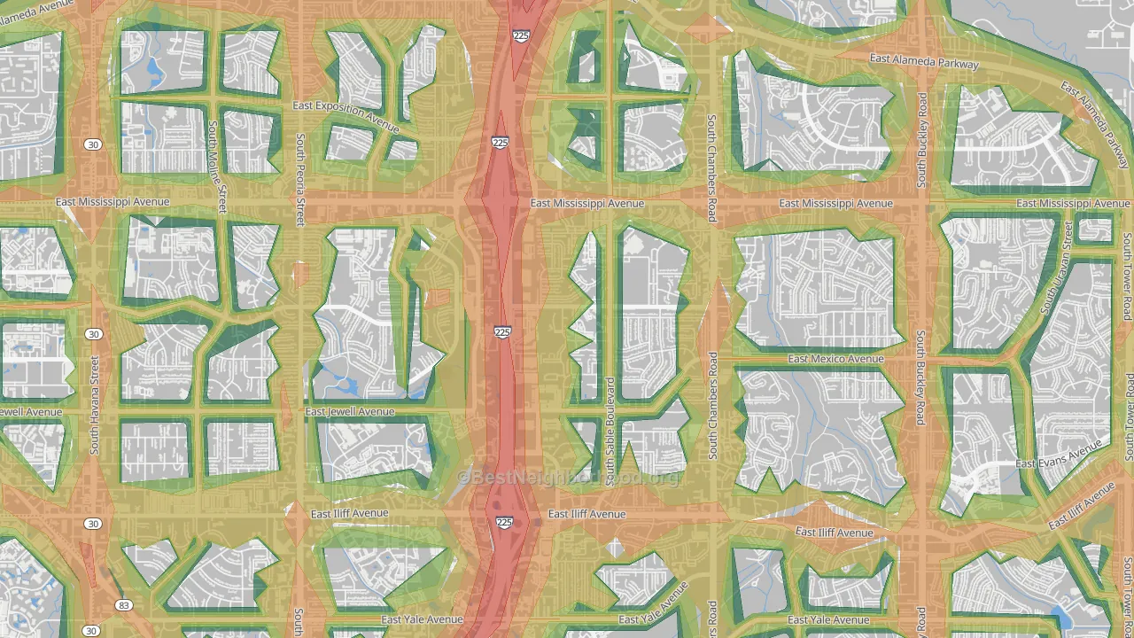 Sableridge, Aurora, CO Map of Noise Levels in Sableridge