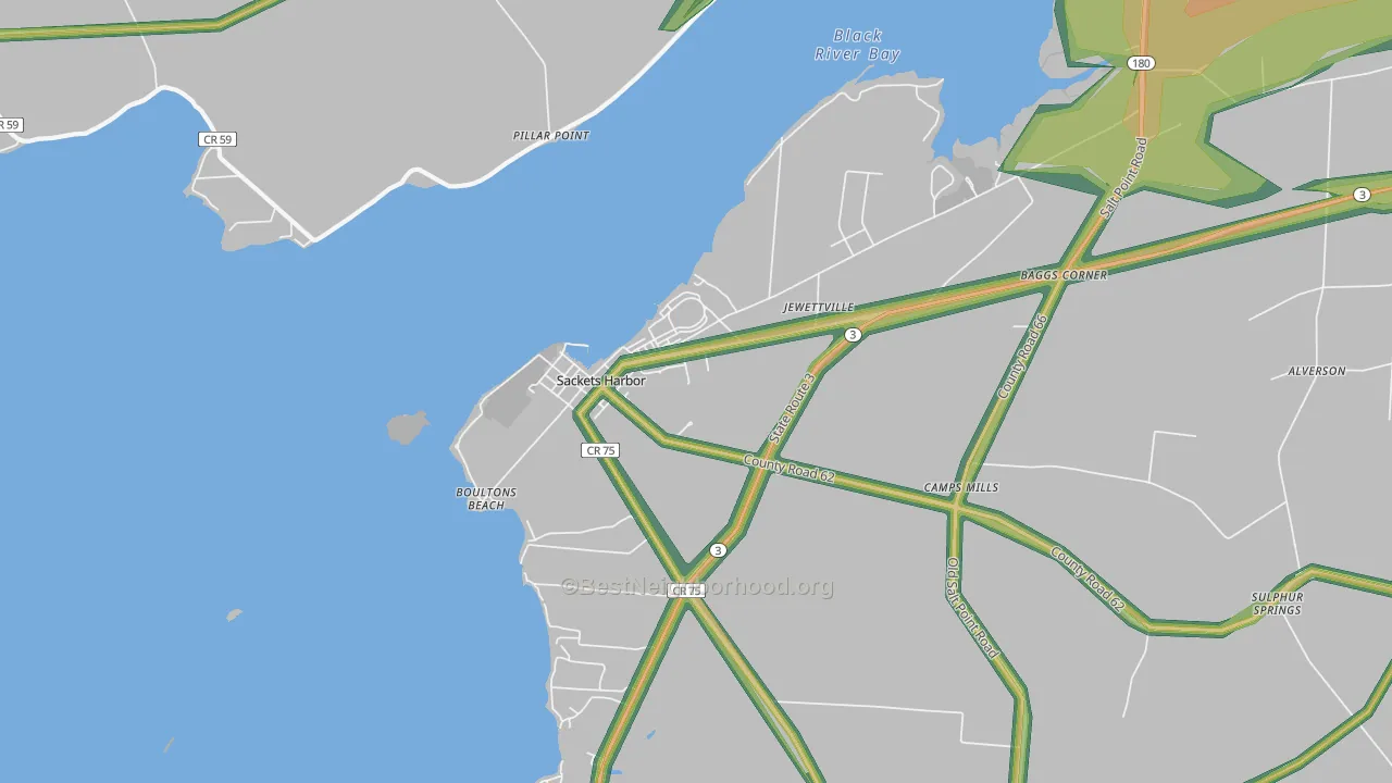 Sackets Harbor, NY Map of Noise Levels in Sackets Harbor