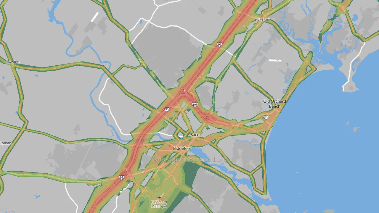 Saco, ME Map of Noise Levels in Saco