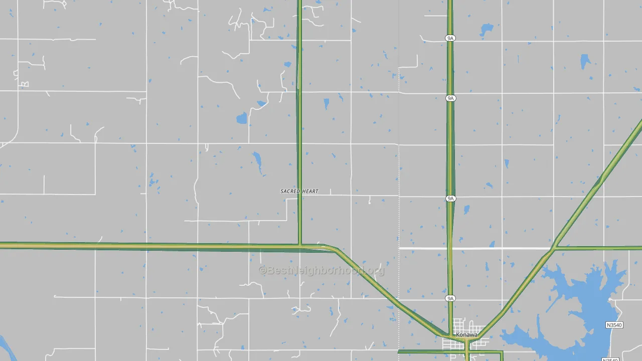 Sacred Heart, OK Map of Noise Levels in Sacred Heart