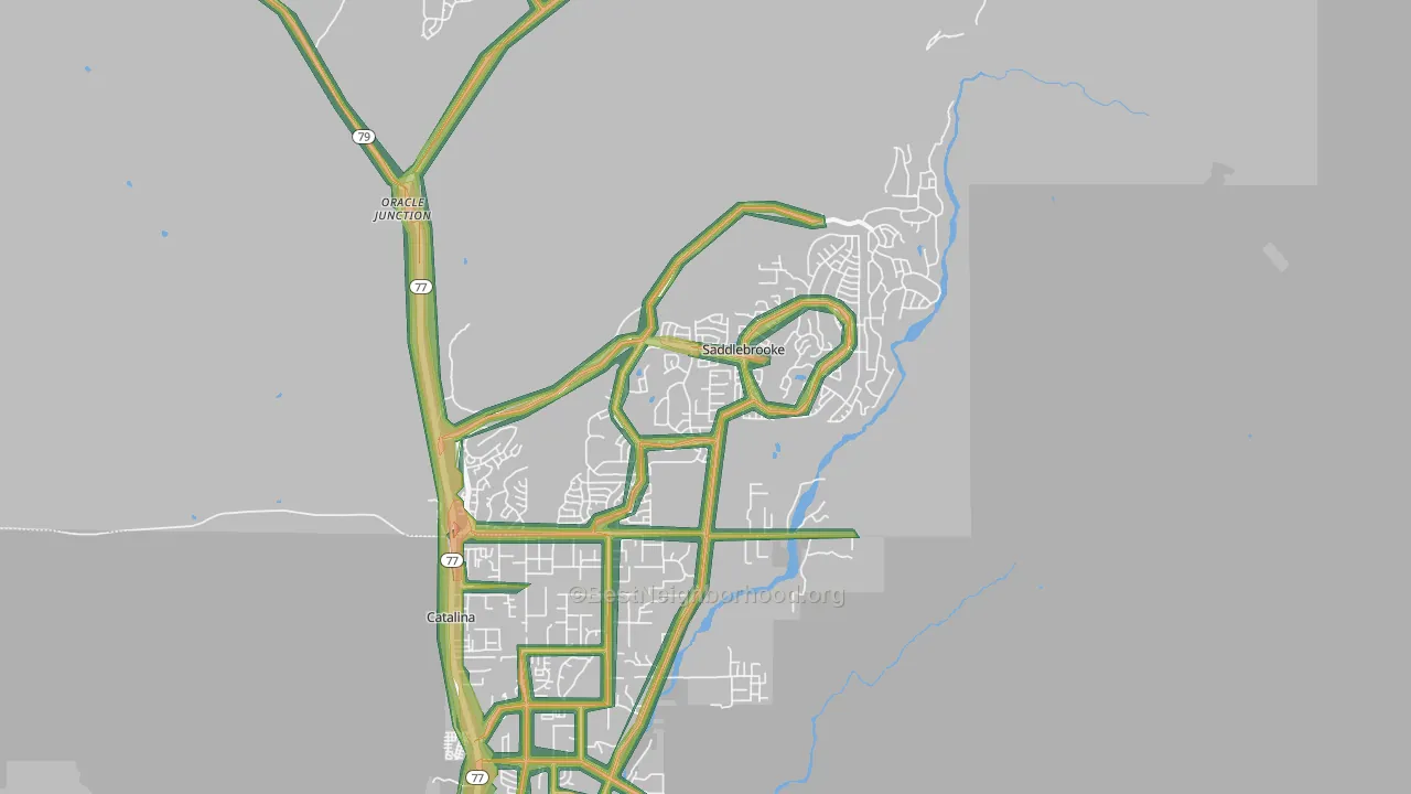 Saddlebrooke, AZ Map of Noise Levels in Saddlebrooke