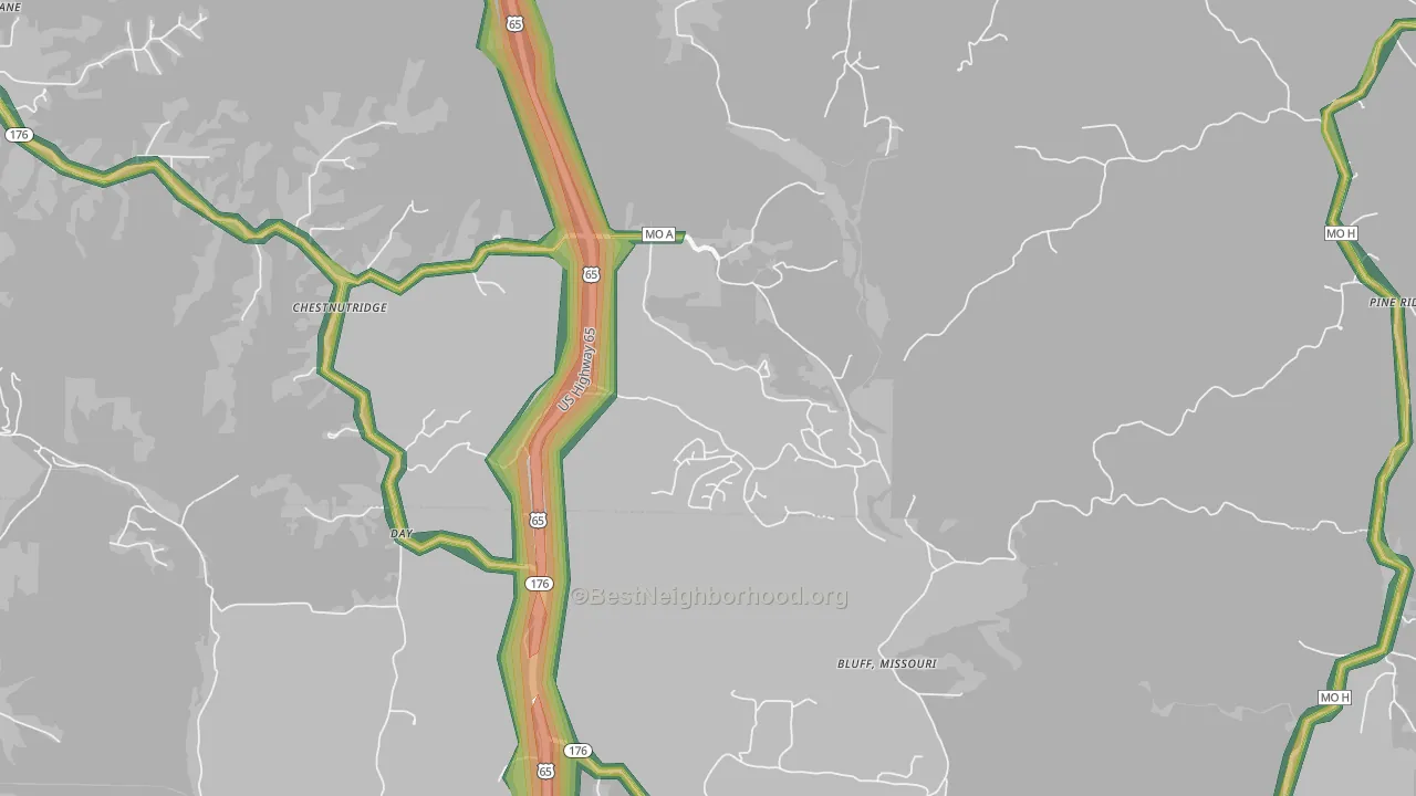 Saddlebrooke, MO Map of Noise Levels in Saddlebrooke