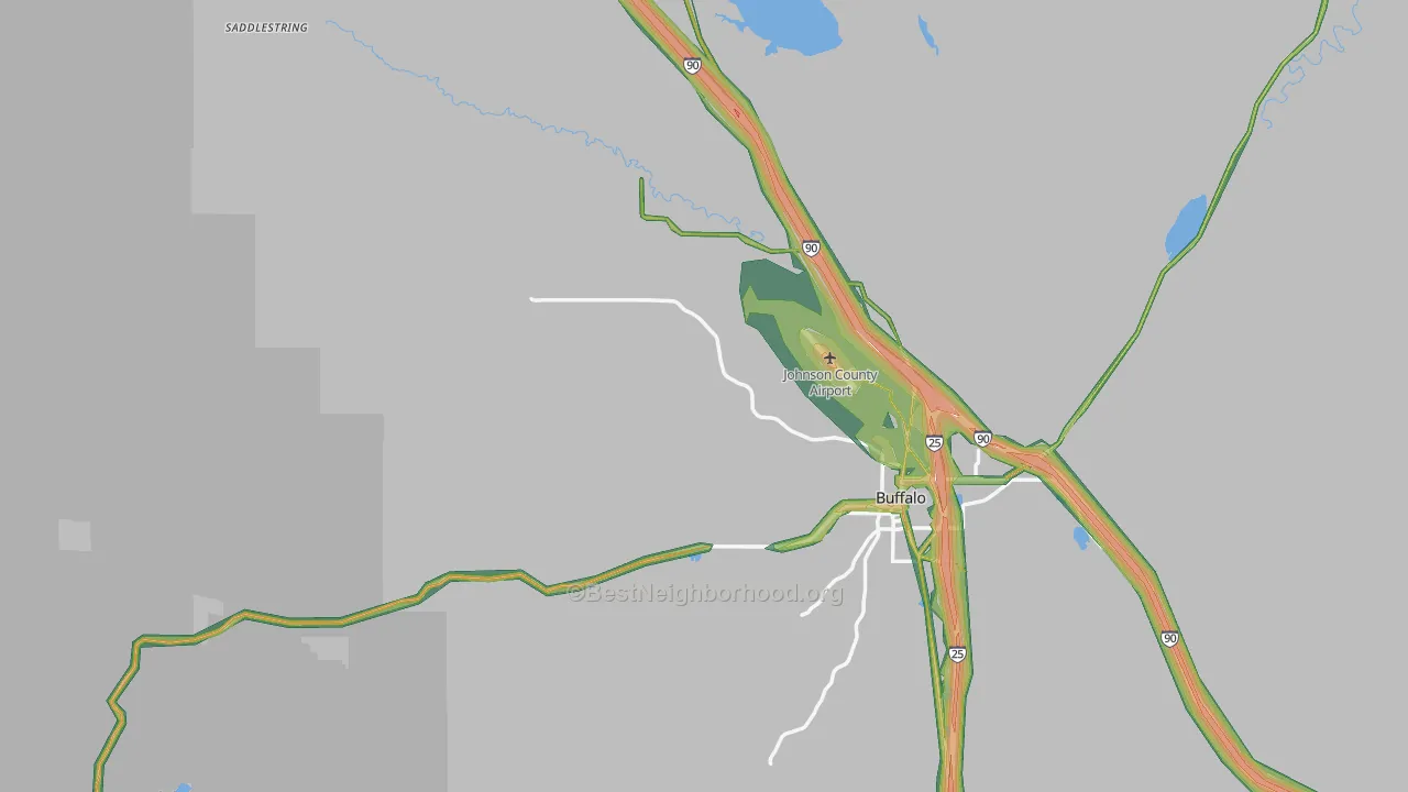 Saddlestring, WY Map of Noise Levels in Saddlestring
