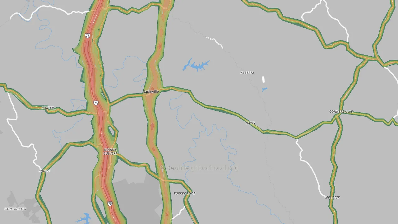 Sadieville, KY Map of Noise Levels in Sadieville
