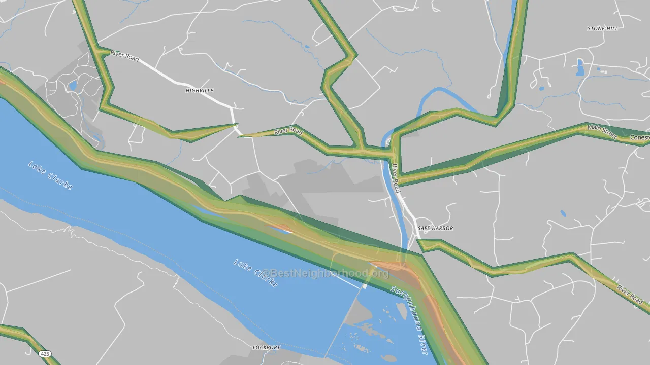 Safe Harbor, PA Map of Noise Levels in Safe Harbor