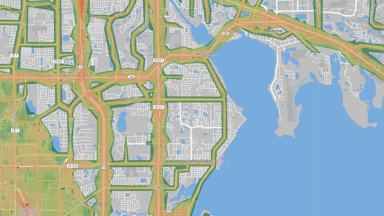 Safety Harbor, FL Map of Noise Levels in Safety Harbor