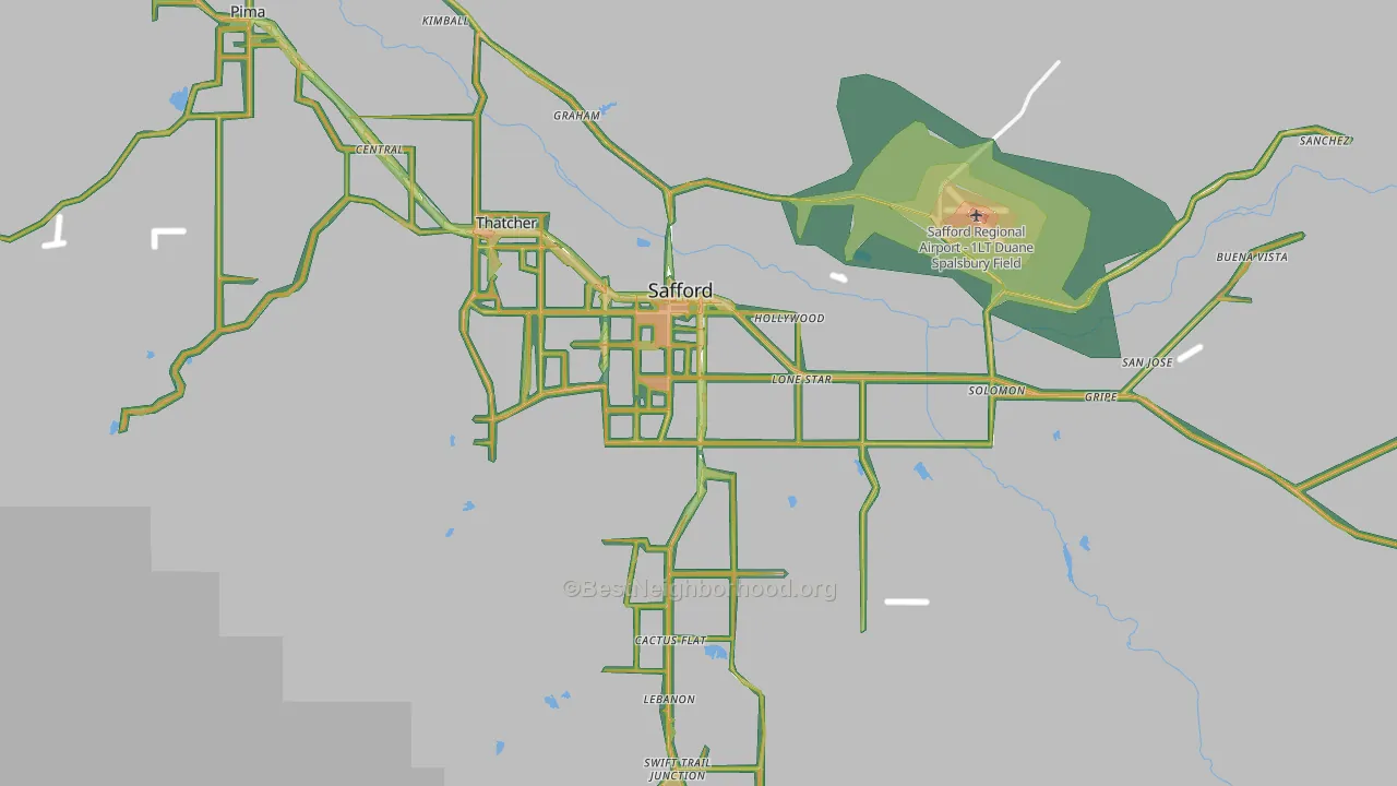 Safford, AZ Map of Noise Levels in Safford