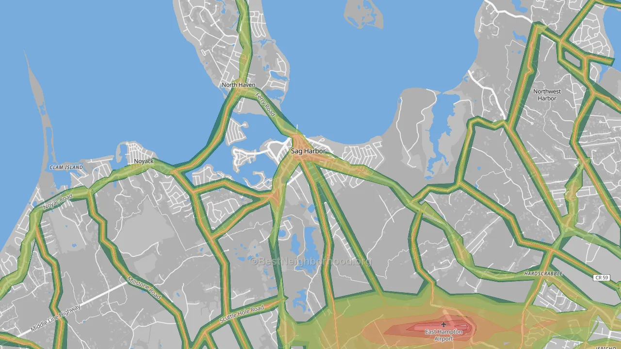 Sag Harbor, NY Map of Noise Levels in Sag Harbor