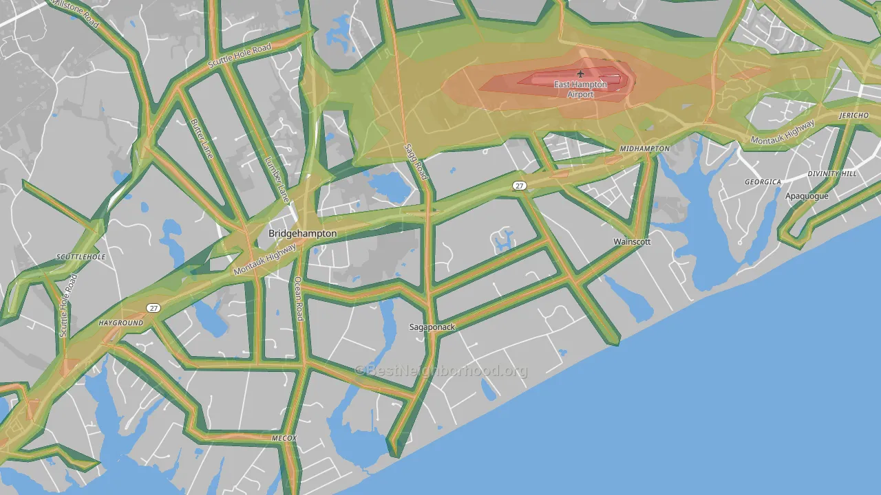 Sagaponack, NY Map of Noise Levels in Sagaponack