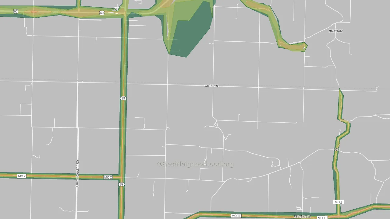 Sage Hill, MO Map of Noise Levels in Sage Hill