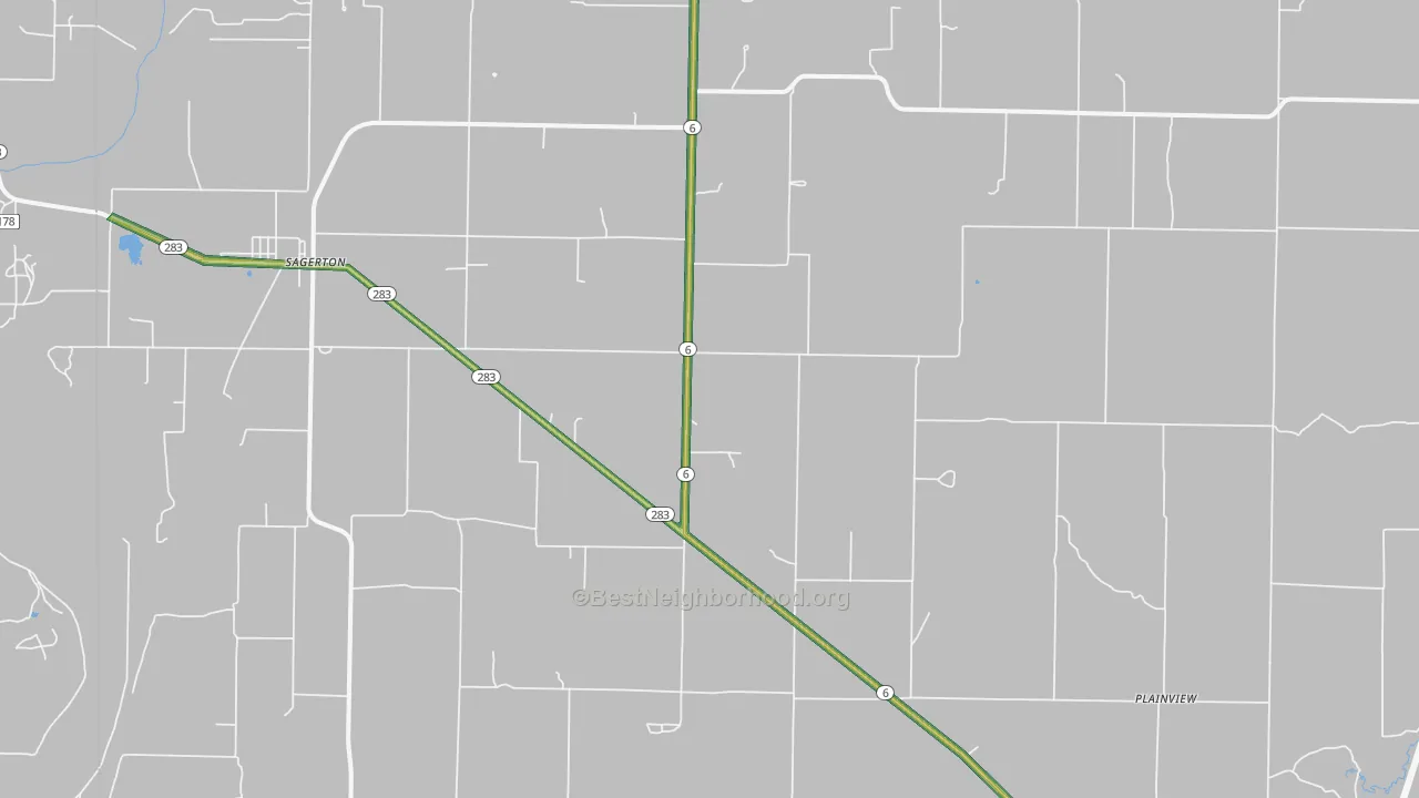 Sagerton, TX Map of Noise Levels in Sagerton