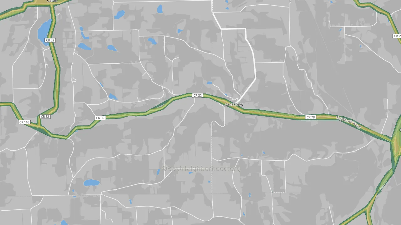 Sagetown, NY Map of Noise Levels in Sagetown