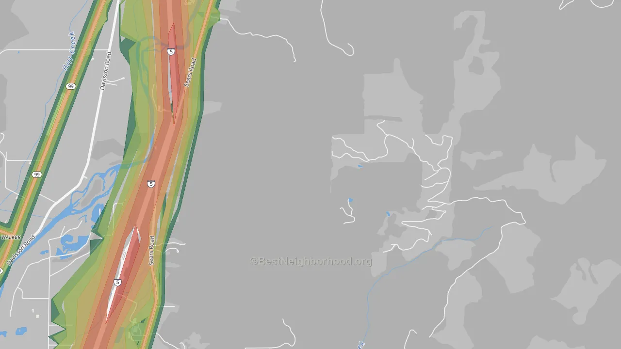 Saginaw, OR Map of Noise Levels in Saginaw