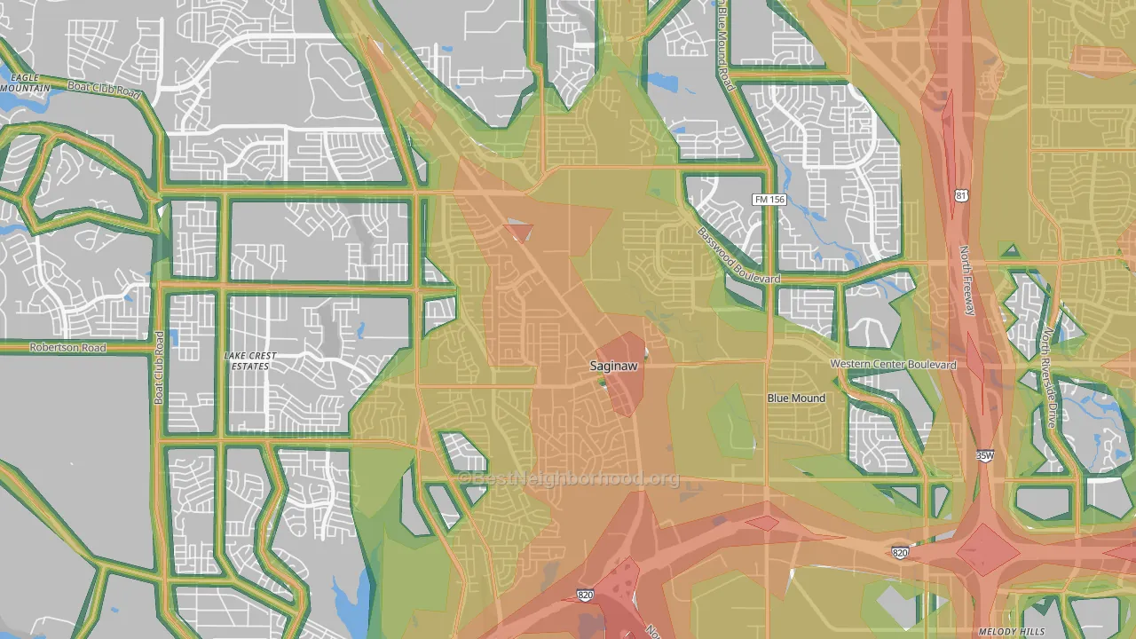 Saginaw, TX Map of Noise Levels in Saginaw